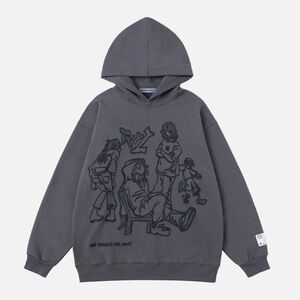 Aelfric Eden Cartoon Line Character Print Hoodie (S)